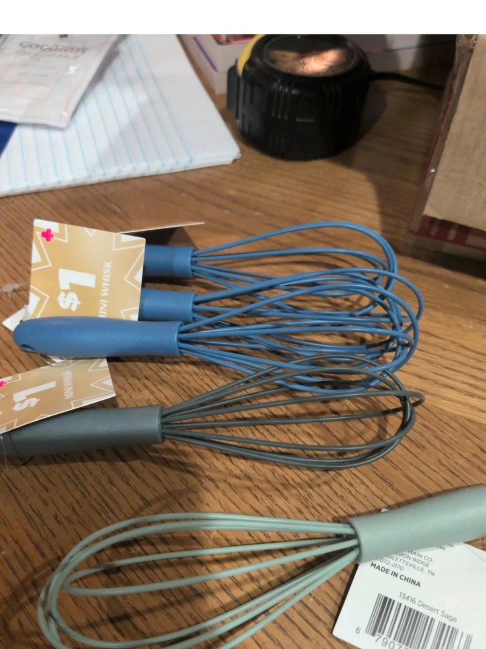 Silicone Hand Whisk - Assorted Blue, Mint & Taupe 12 Count